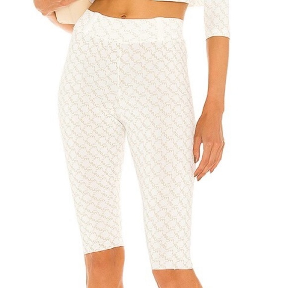 NWOT Miaou Oat Harley Capri Logo Beige White Legging Monogram Cropped - Picture 1 of 15